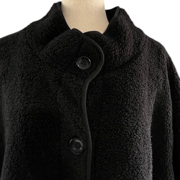 WOMAN WITHIN Black 2-in-1 Zip-Off Berber Quilted Jacket Button Down Plus Size 5X - Picture 3 of 14